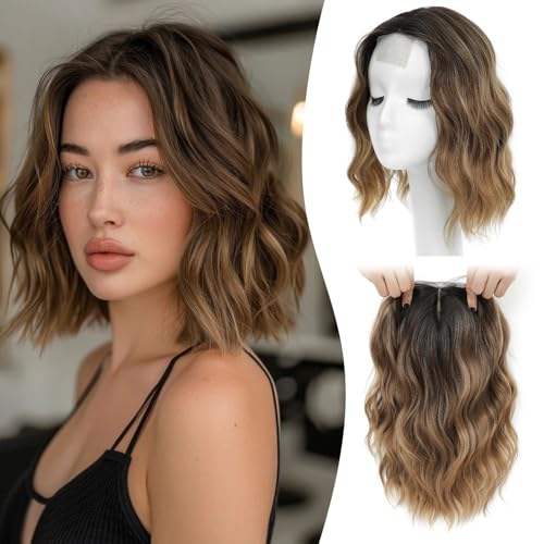 MORICHY 10 Inch Short Wavy Hair Topper for Women with Thinning Hair,Synthetic Lightweight & Breathable Hairpiece with 6.5"x6.5" Base£¬Natural Look Volume Booster Hairpiece for Coverage