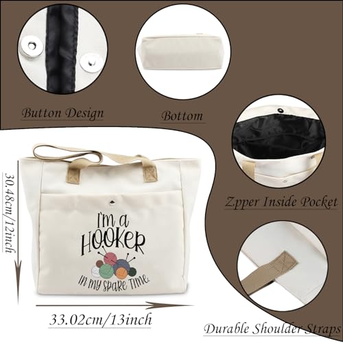 WCGXKO Crochet Lover Gift Crocheters Gift I'm A Hooker In My Spare Time Zipper Pouch Makeup Bag