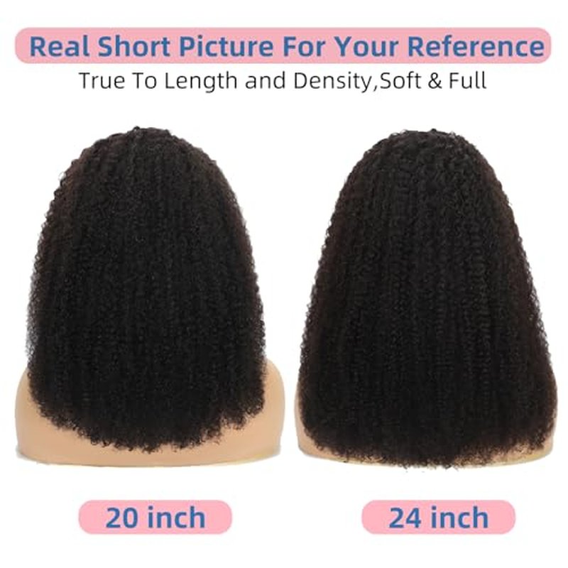 Afro Kinkycurly Wig Human Hair 13x6 Lace Front Wig Kinky Curly100% Real Human Hair Wigs 200 Density 20 Inch True to Length and Density 13x6 Lace Wigs for Women Preplucked Hairline Natural Black Color