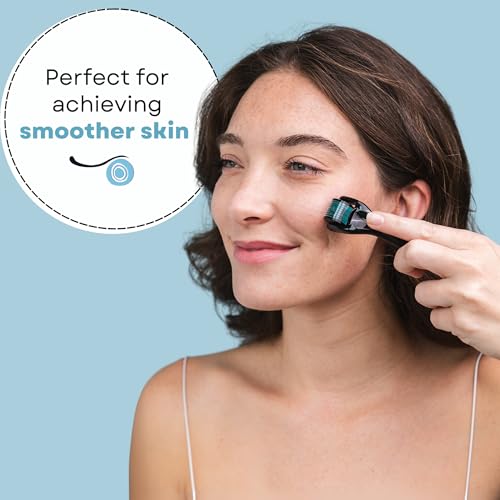 Derma Roller - The Original 540 Microneedles for HAIR, BEARD & SKIN | Microneedling Roller for Men and Women - for Face & Scalp Derma Stamp - FREE STORAGE CASE (Blue, 0.30mm)