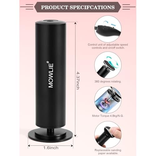Electric Foot Callus Remover,MOWLIE Electric Foot Care Tools with Speed Controller and 60pcs Replacement Sandpaper Disk for Men Women Dead Dry Crack Skin Calluses (Black)