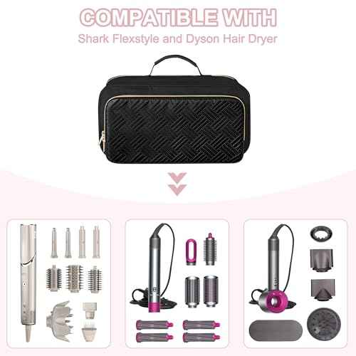 Fasrom Travel Carrying Case Compatible with Shark Flexstyle Hair Dryer, Hair Tool Organizer Bag Compatible with Dyson Airwrap and Straightener, Black