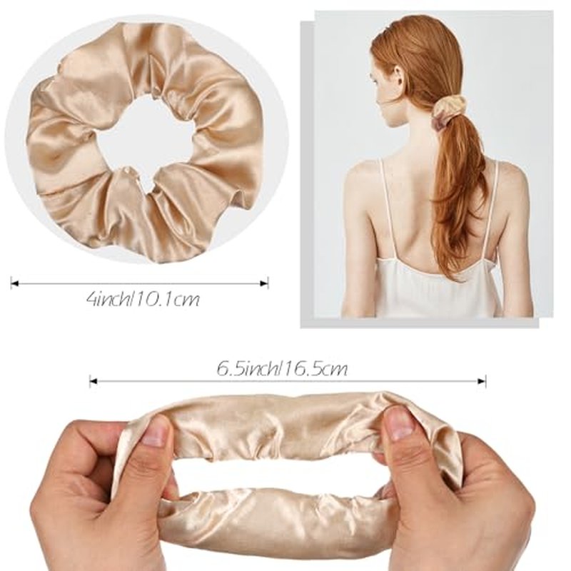 Hoteam 200 Pieces Satin Hair Scrunchies Bulk for Ponytail Holder Solid Color Satin Hair Tie Hair Elastics Bands for Women Teens Birthday Gift (Brown)
