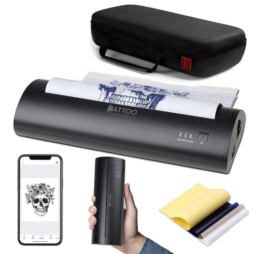 Wireless Tattoo Transfer Stencil Printer, with Storage Case and 10Pcs Transfer Paper, Portable Tattoo Transfer Thermal Copier Machine, Compatible for iOS£¦Android Phone, iPad£¦PC