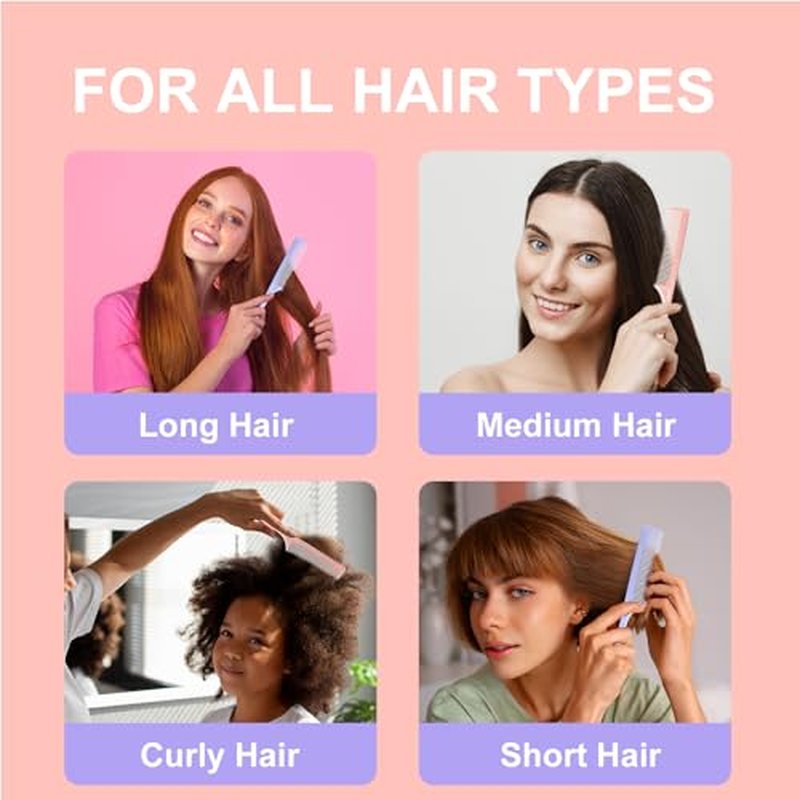 RHOS Rat Tail Comb for Parting, Fine Tooth Teasing Comb with Pick, 2 Pack Hair Styling Combs Set for Women and Men, Pink & Purple, Plastic, Unisex