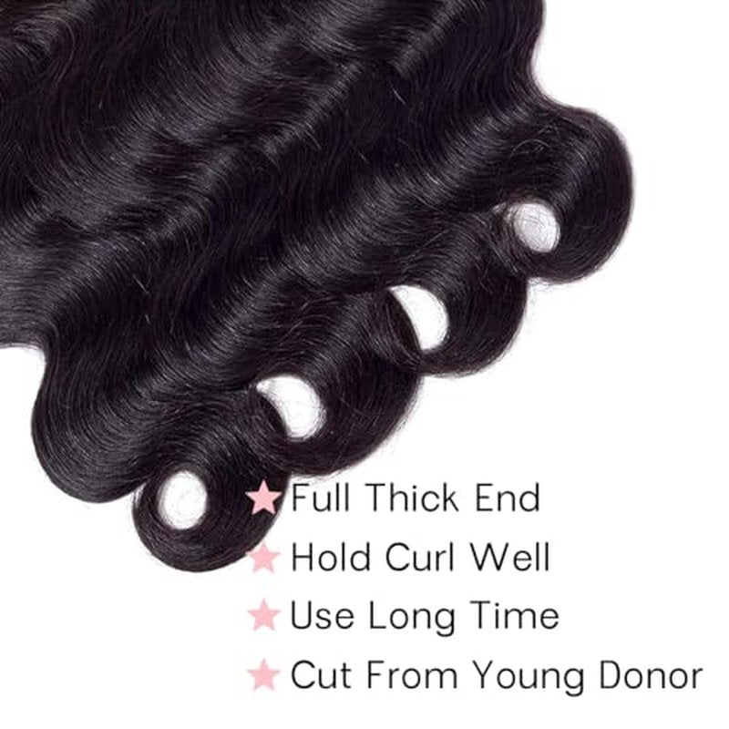 Body Wave 3 Bundles Human Hair 22 22 22 Inch 100% Brazilian Human Hair Bundles Weave Bundles Deals Real Human Hair Extensions Natural Black Color