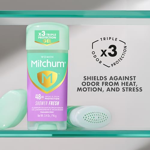 Mitchum Women¡¯s Antiperspirant Deodorant Gel Stick, Shower Fresh Scent, 48HR Sweat & Odor Protection, Triple Odor Defense, Alcohol-Free, 3.4 oz (Pack of 2)