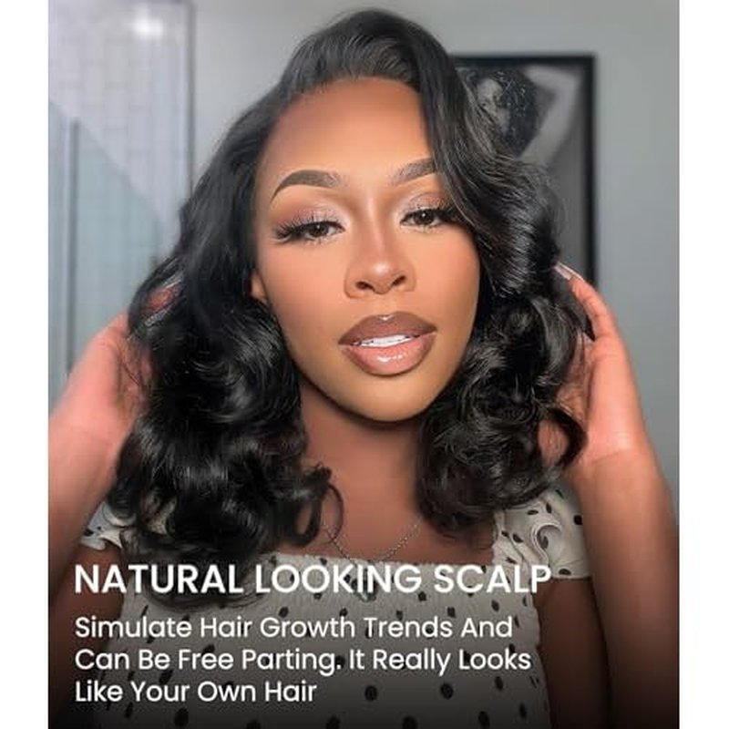 Bouncy Loose Wave Wig Human Hair Wigs for Black Women Glueless Wig Human Hair Pre Plucked Pre Cut 6X5 Loose Body Wave Lace Front Short Bob Wig Ready to Wear Wigs Glueless Human Hair