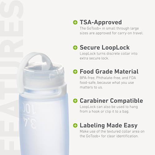humangear GoToob+ (Medium) | Refillable Silicone Travel Bottle | Locking Lid | Food-Safe Material | Clear, Medium (2.5 fl.oz.; 74ml)