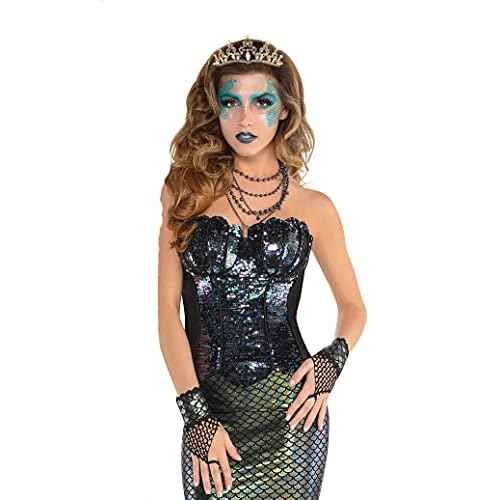Ursula Costume Women Crown, Vofler Gold Tiara Mermaid Evil Queen Elf Witch Seashell Shell Coral Pearl Branch Headband Accessories for Princess Bride Adult Girl Halloween Party Birthday Wedding Pageant