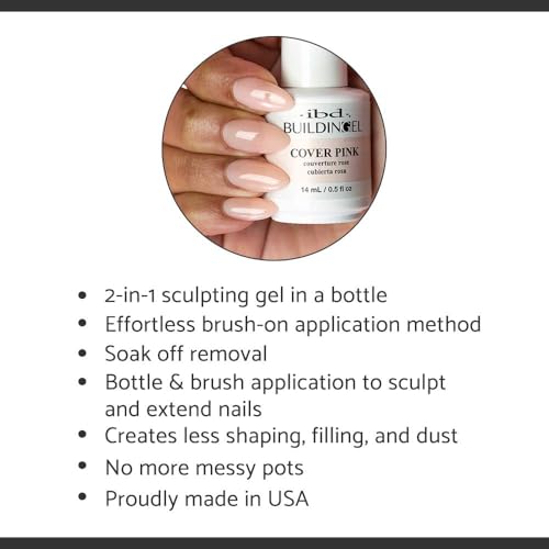 IBD Building Gel, Hard Gel Nail Extension, Cover Pink, 0.5 oz