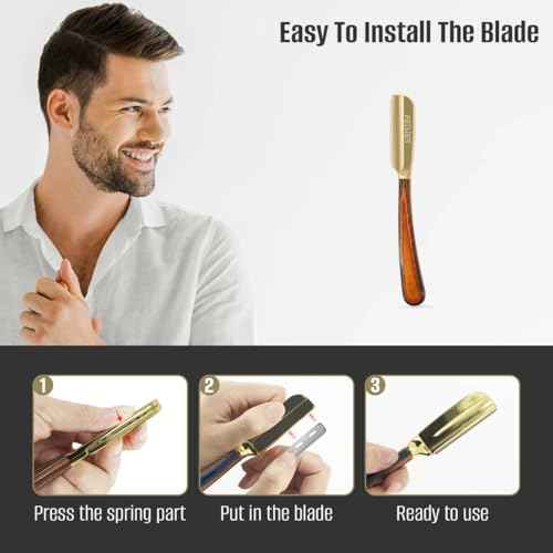 Straight Razors for Men,Stainless Steel Barber Razor with Guard Professional Straight Single Edge Razor Kit, Premium Barber Razor for Men's Shaving,Salon and Home Included 10 Blades