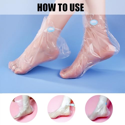 100pcs Paraffin Bath Liners - Disposable Plastic Foot Covers for Moisturizing Foot Spa, Women's Feet Care Socks (Transparent)