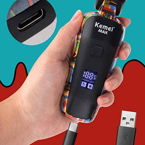 KEMEI KM-MAX5090 Professional Hair Clippers for Men Cordless, LCD Display Graffiti Clippers Barber Electric Trimmer Haircut Machine Kit, Rechargeable Beard Trimmer, Gifts for Dad Boyfriend