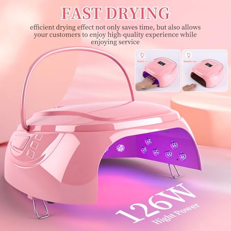 126W UV LED Nail Lamp for Gel Polish Cordless Rechargeable Nail Dryer,Nail Cure Lamp with Automatic Sensor & 4 Timers, Portable Professional Nail Light