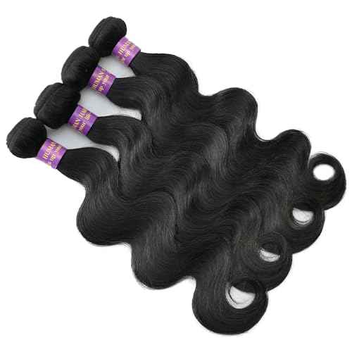 14A Human Hair Bundles 16 Inch Body Wave Bundles Human Hair 100% Unprocessed Brazilian Virgin Hair Body Wave 1 Bundle Human Hair Extensions for Women Natural Color Quick Weave