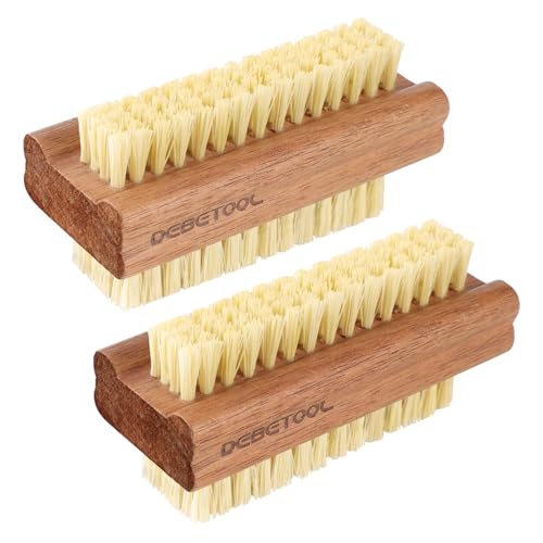 Acacia Wood Nail Brush, 2 Pack Wooden Nail Scrub Brush for Fingernail cleaning,Natural Finger Nail Brush to Clean Under Nails