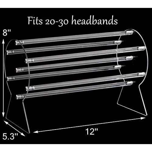 Yesland 2 Pack Acrylic Headband Holder - Clear Headband Organizer Display Stand for Girls - Hairband Rack Storage Holder for Hair Clasp, Bangles, Teen Girl, Women