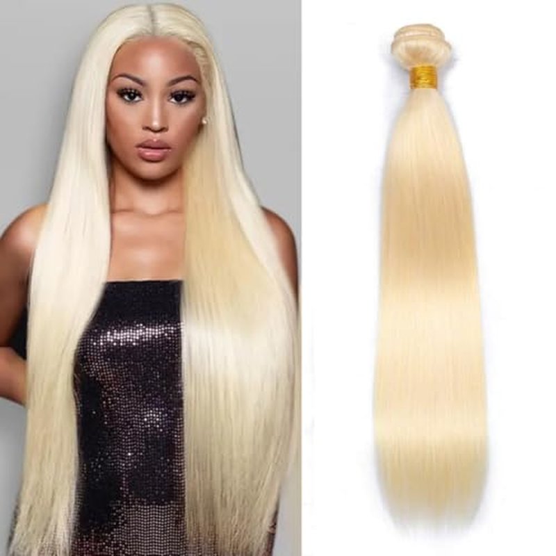 613 Bundles Human Hair 32 Inch Straight Blonde Bundles Human Hair 100% Unprocessed 12A Grade Brazilian Virgin Raw Hair Quick Weave 1 Bundles Hair Extensions for Women