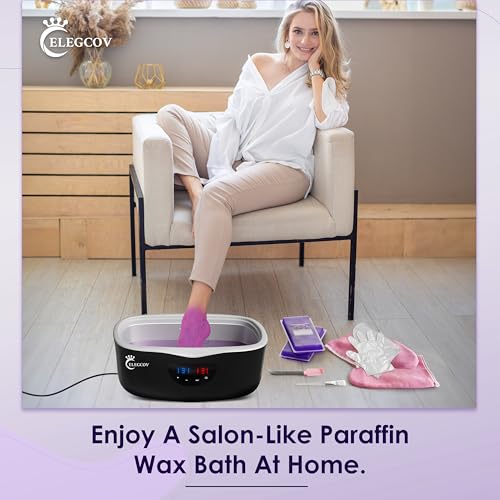 Paraffin Wax Machine for Hand and Feet - ELEGCOV Paraffin Wax Warmer with 8 Packs Lavender Bath Wax Refills Kit£¬Hand and Foot Moisturizing Care Kit, 4000ml Fast Meltdown Parafin Hot Wax Machine