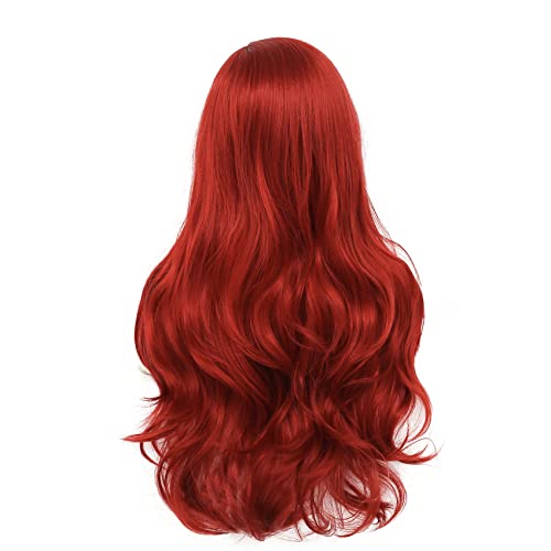 Red Lace Front Wigs for Women Long Curly Wavy Middle Part Natural Looking Wig for Party Cosplay Halloween Daily Use