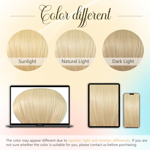 Newfeeling Clip in Hair Extensions Platinum Blonde Hair for women 75g Real Human Hair 15 Inch #60 Soft and Smooth Real Human HairExtensions Clip ins