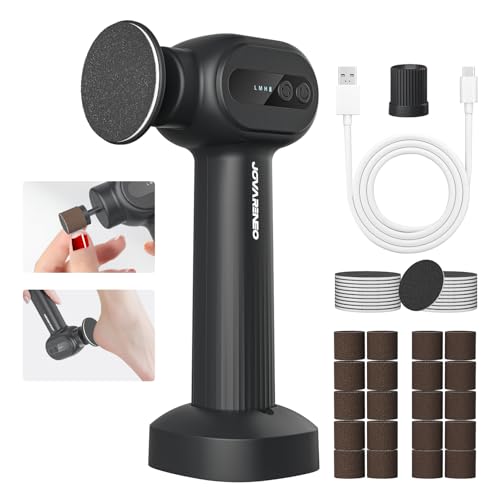 Electric Foot Callus Remover Rechargeable, Electronic Foot File Pedicure Tool, 2 in 1 Foot Grinder, Pro Foot Scrubber Kit for Dead, Hard, Cracked Skin, with 6 Speeds & 20 Sandpaper Discs
