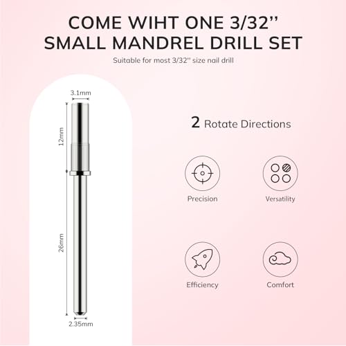 Lavinda Small Sanding Bands Nail Drill Bit, 80 Piece Extra Fine Sanding Bands for Nail Drill with 3.1mm Mandrel Bit for Acrylic Nails Gel Removing Shaping Polishing Nail Salon Use (240 Grit, Pink)