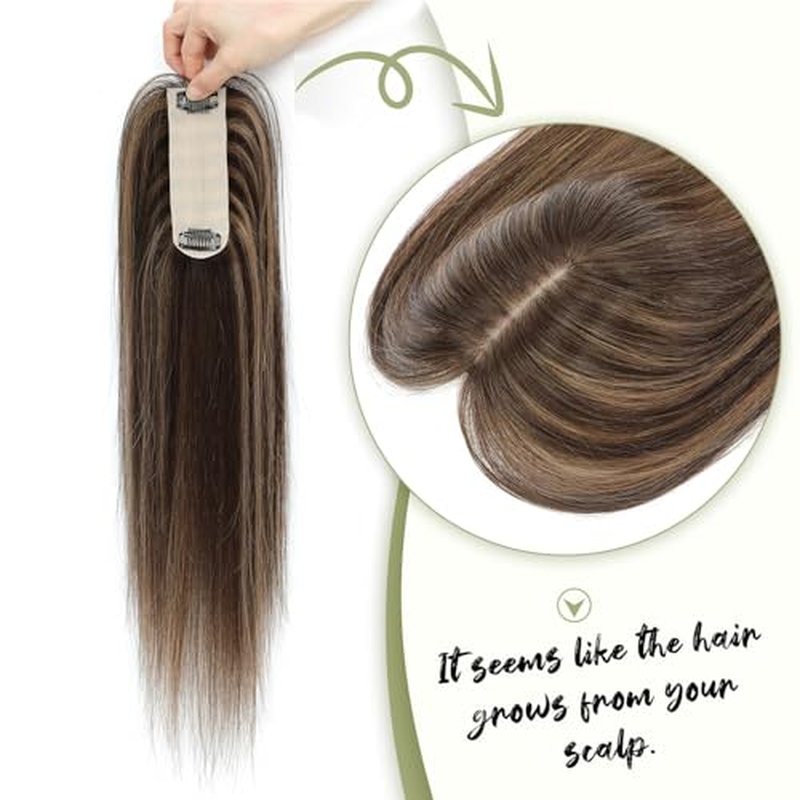 Urbeauty Hair Toppers for Women Real Human Hair for Thinning, 16 inch 1.5¡±x5¡±Silk Base Upgrade Topper, Clip-in Volume Enhancer, Natural-Looking, No Glue, Breathable, Lightweight