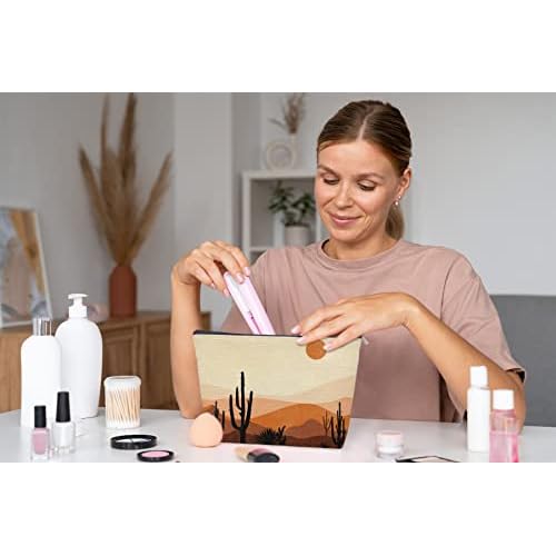 Boho Lover Gift for Women Girls, Abstract Boho Sun Cactus Desert Landscape Cosmetic Bag Gift Idea for Girls Women, Bohemia Boho Travel Makeup Bag, Gifts for Boho Lovers Teen Girls Women