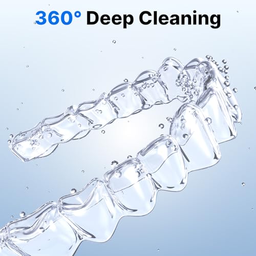 Ultrasonic Retainer Cleaner - UV Dental Cleaning Pod Night Guard Cleaner for Dentures, Aligner, Braces, Toothbrush Heads, Jewelry (Black)