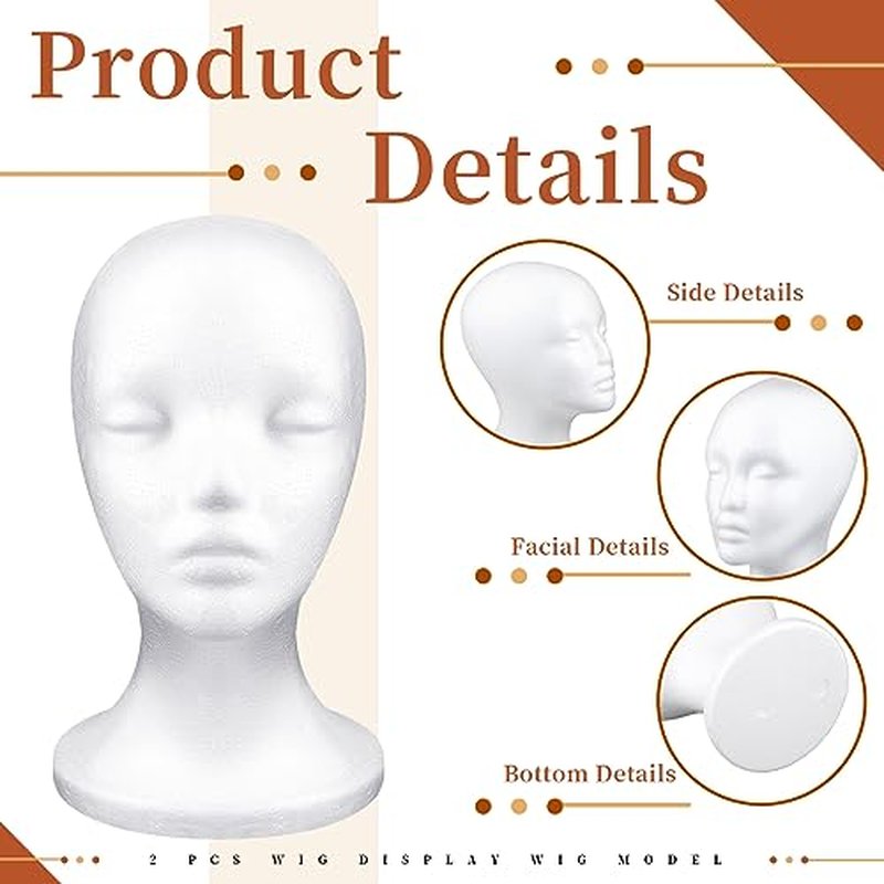 Thyle 10 Pcs Foam Wig Head Bulk Wig Display Mannequin Head Stand Model Foam for Style, Masks, Hats, Wigs, Salon and Travel, Halloween Decoration (Female)