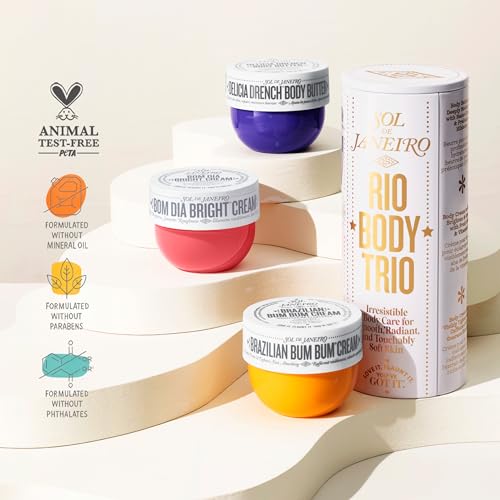 Sol de Janeiro Rio Trio Mini Vanilla Body Cream Trial Set | Travel Size Skincare | Gift Set | $48 Value
