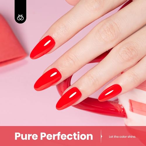 Beetles Red Gel Nail Polish, 15ml Christmas Red Color Soak Off UV LED Gel Polish, Winter Nail Art Design Daring Grace Manicure Salon DIY Home Colorful Bottle Gifts for Women