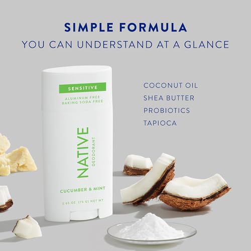 Native Aluminum-Free Clean Deodorant with Natural Derived Ingredients, 72HR odor control | Sensitive Deodorant for Women and Men | Baking Soda, Coconut Oil, Shea Butter | Cucumber & Mint