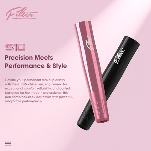 Filter Tattoo Gun - Permanent Makeup 2.8mm Stroke Machine with 2Pcs Battery Power Supply Lightweight Tattoo Pen for Beginners and Women Artists (S10 Pink)