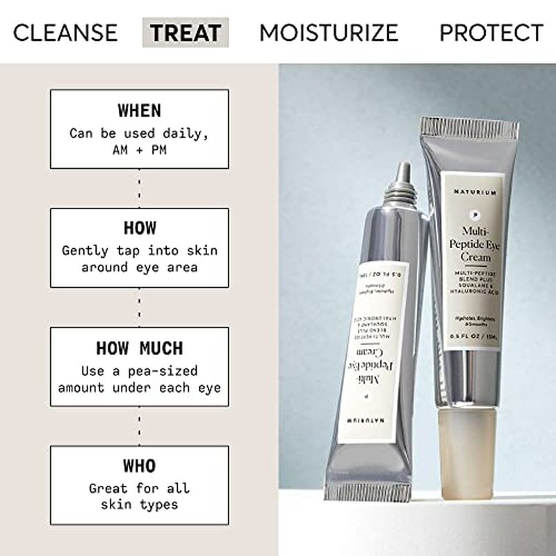 Naturium Multi-Peptide Eye Cream, Smoothing & Anti-Aging Skincare, with Squalene & Hyaluronic Acid, 0.5 oz