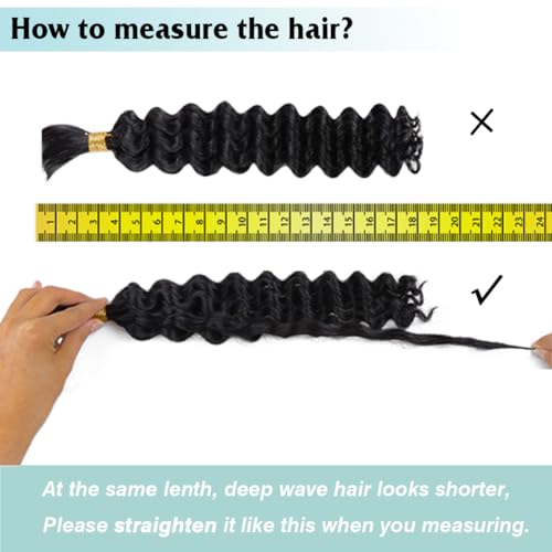 Human Braiding Hair for Boho Braids 28 Inch Deep Wave Bulk Human Hair for Braiding No Weft Brazilian Virgin Curly Human Hair Extension Wet and Wavy Micro Human hair Braiding Hair 2 Bundles/Pack 100g