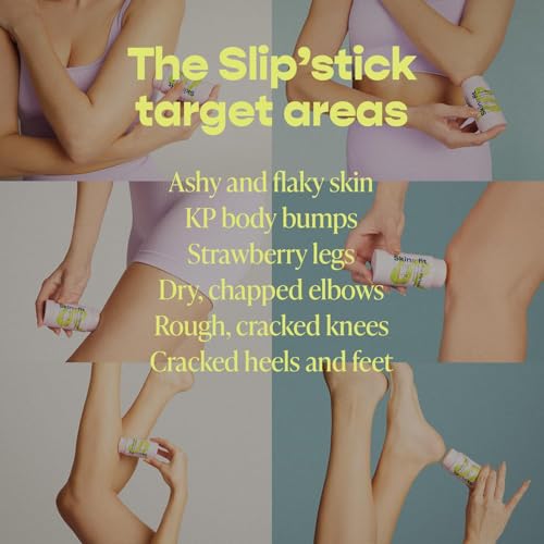 The Slip'stick Glycolic Acid Exfoliating Body Lotion Stick for Strawberry Legs, Bumps on Arms and Dry Rough Skin. KP Treatment with 10% AHA, 2% BHA, Shea Butter and Coconut Oil 3 OZ