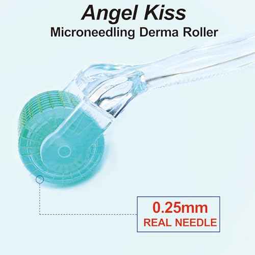 Derma Roller Titanium Real Needle 0.25mm - Angel Kiss 192 Individual Microneedling Roller with Case - Dermal Roller for Face - At Home Facial Skin Roller for Women Men