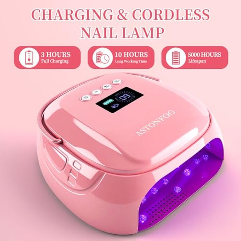 126W UV LED Nail Lamp for Gel Polish Cordless Rechargeable Nail Dryer,Nail Cure Lamp with Automatic Sensor & 4 Timers, Portable Professional Nail Light