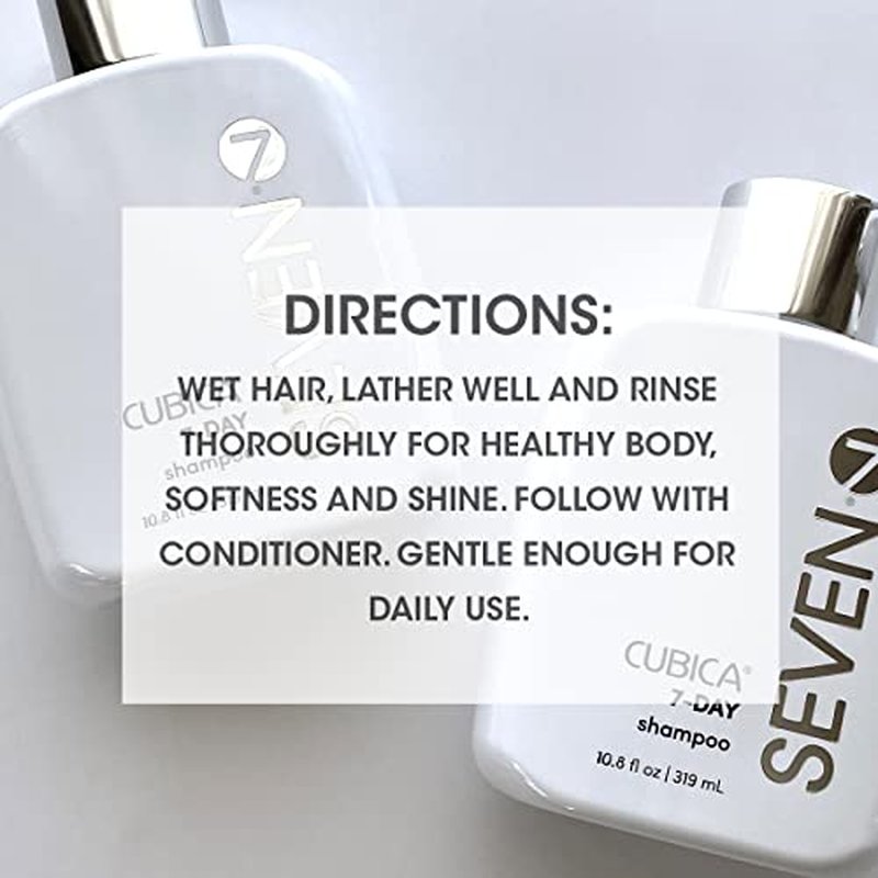 SEVEN Haircare Cubica 7-DAY Shampoo for Women, Men, All Hair Types, Add Shine and Moisture to Hair, Sulfate & Paraben Free, Cruelty Free with Biotin + Green Tea Extract, Made in USA