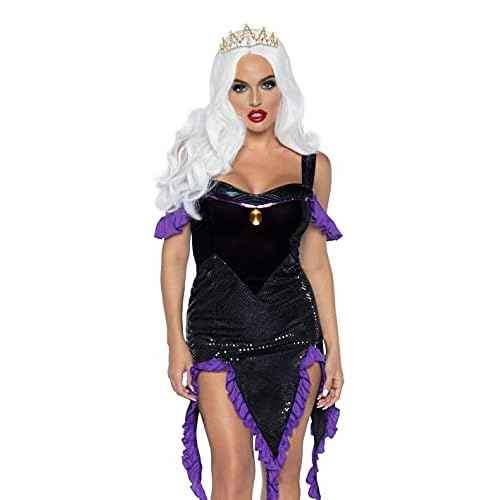 Ursula Costume Women Crown, Vofler Gold Tiara Mermaid Evil Queen Elf Witch Seashell Shell Coral Pearl Branch Headband Accessories for Princess Bride Adult Girl Halloween Party Birthday Wedding Pageant