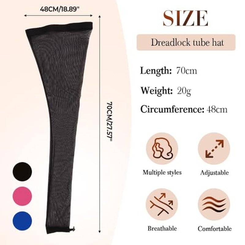 Breathable Hair Weave Sleeve for Locs with Drawstring ? Extra Long Stretchy Wig Cap for Black Women, Faux Locs, Protective Styles & Bun ? Fashionable & Comfortable Design (Black)