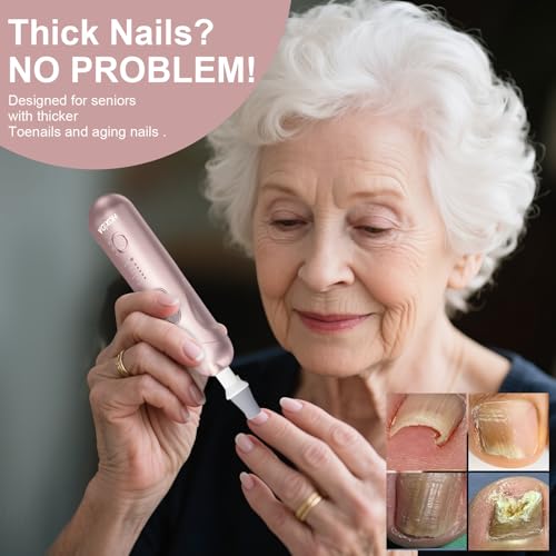 Manicure Pedicure Kit with Case, Professional Nail Grinder for Senior Thick Toenail, Cordless Electric Nail File, 5 Speeds Pedicure Tools for feet Callus Remover, Nail Drill for Women Hand Feet Care