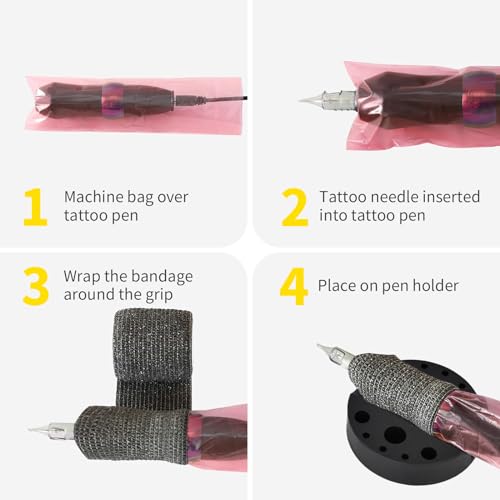 200pcs 2sizes Tattoo Machine Covers with 3pcs Tattoo Grip Wrap and 1pc Tattoo Pen Holder 200pcs 2 sizes Tattoo ink caps Tattoo Pen Covers Tattoo Grip Tape Tattoo Supplies Tattoo essentials