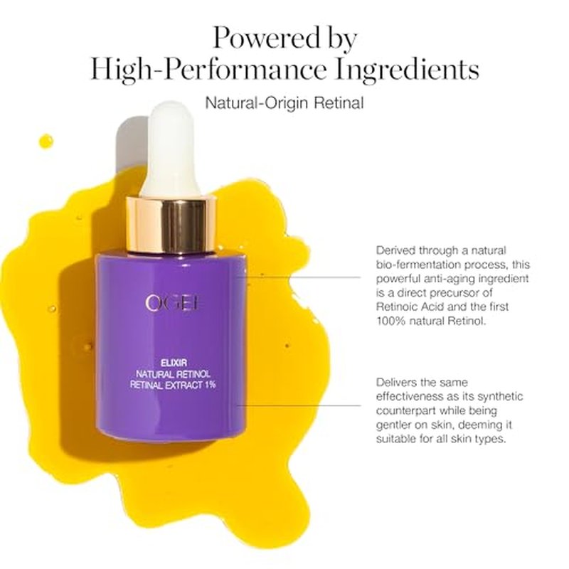 Ogee Natural Retinol Retinal 1% Elixir - Certified Organic Anti-Aging Face Serum For Smooth, Firm Skin