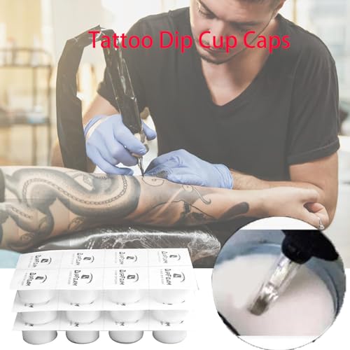 Dip Foam,Professional 24Pcs Tattoo Dip Foam Rinse Cup Disposable Dip Clean Foam Cup Caps Cartridge Dip Foam Cleaning Supplies for Tattoo Needle (Black)