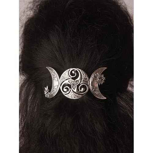 HAQUIL Triple Moon Celtic Knot Hair Clip Vintage Hollow Moon Hair Clip Barrette Jewelry for Women