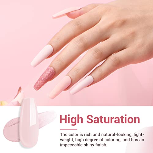 AZUREBEAUTY Dip Powder Nail Kit,4 Colors Nude Pink Glitter Hues,Starter Set for French Nails & All Seasons,Includes Base Coat, Top Coat, Activator & DIY Salon Liquids